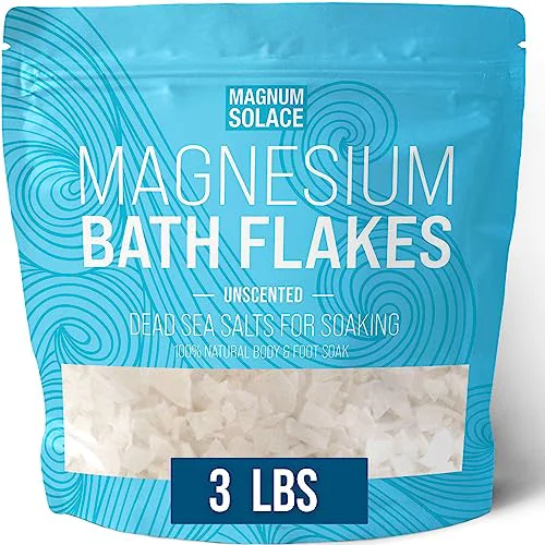 Natural Magnesium Flakes for Bath - Magnesium Chloride Flakes - Dead Sea Salts for Soaking 3.0 LBS Easy-to-Use