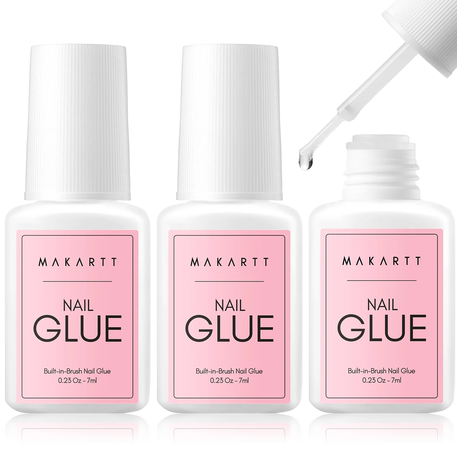 World-Class Makartt Brush-On Nail Glue for Press On Nails and Tips Air Dry 7ML 3 Packs Crafted