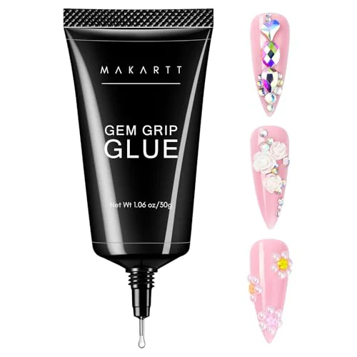 Effective Makartt No Wipe Rhinestone Glue for Nails 30G Super Strong Nail Charm Glue Bling Gel for 3D Decorations Nail Art Gems Jewelry Diamond for Nail Techs Genuine