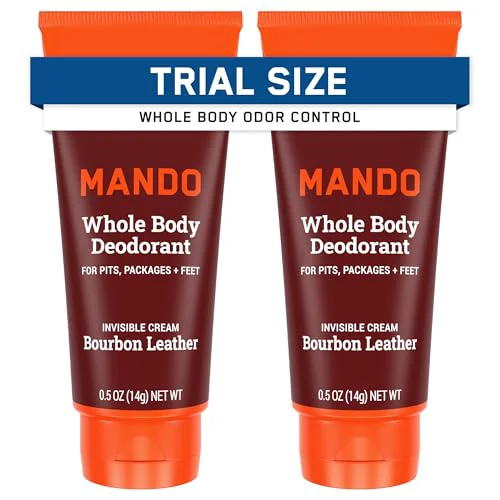Sustainable Mando Whole Body Deodorant For Men - Invisible Cream - 72 Hour Odor Control - Aluminum Baking Soda Skin Safe - 3 ounce Pack of 2 - Mt Soft