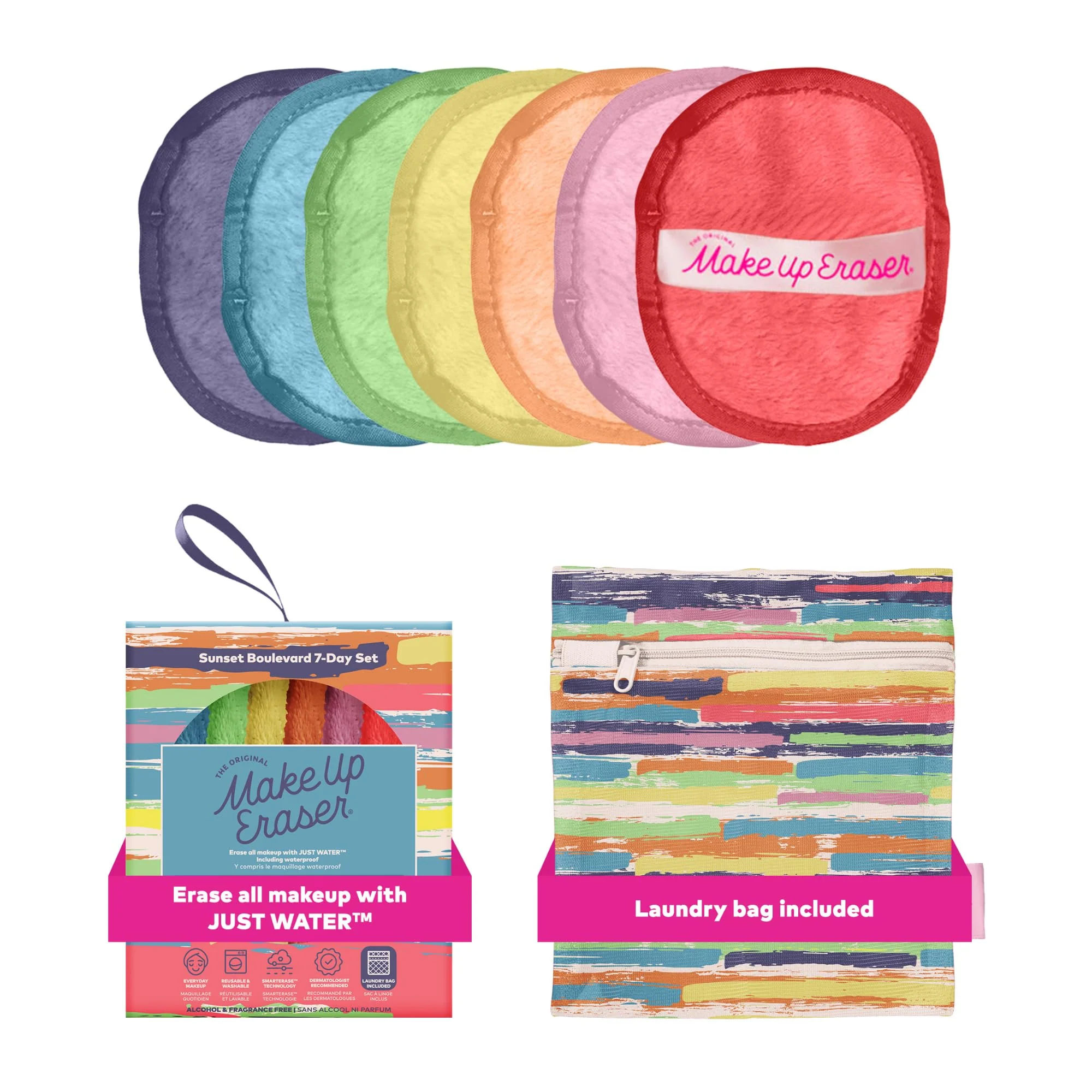 Reusable The MakeUp Eraser 7-Day Set Erase All Makeup with Just Water Including Waterproof Mascara Eyeliner Foundation Lipstick Sunscreen First-Class