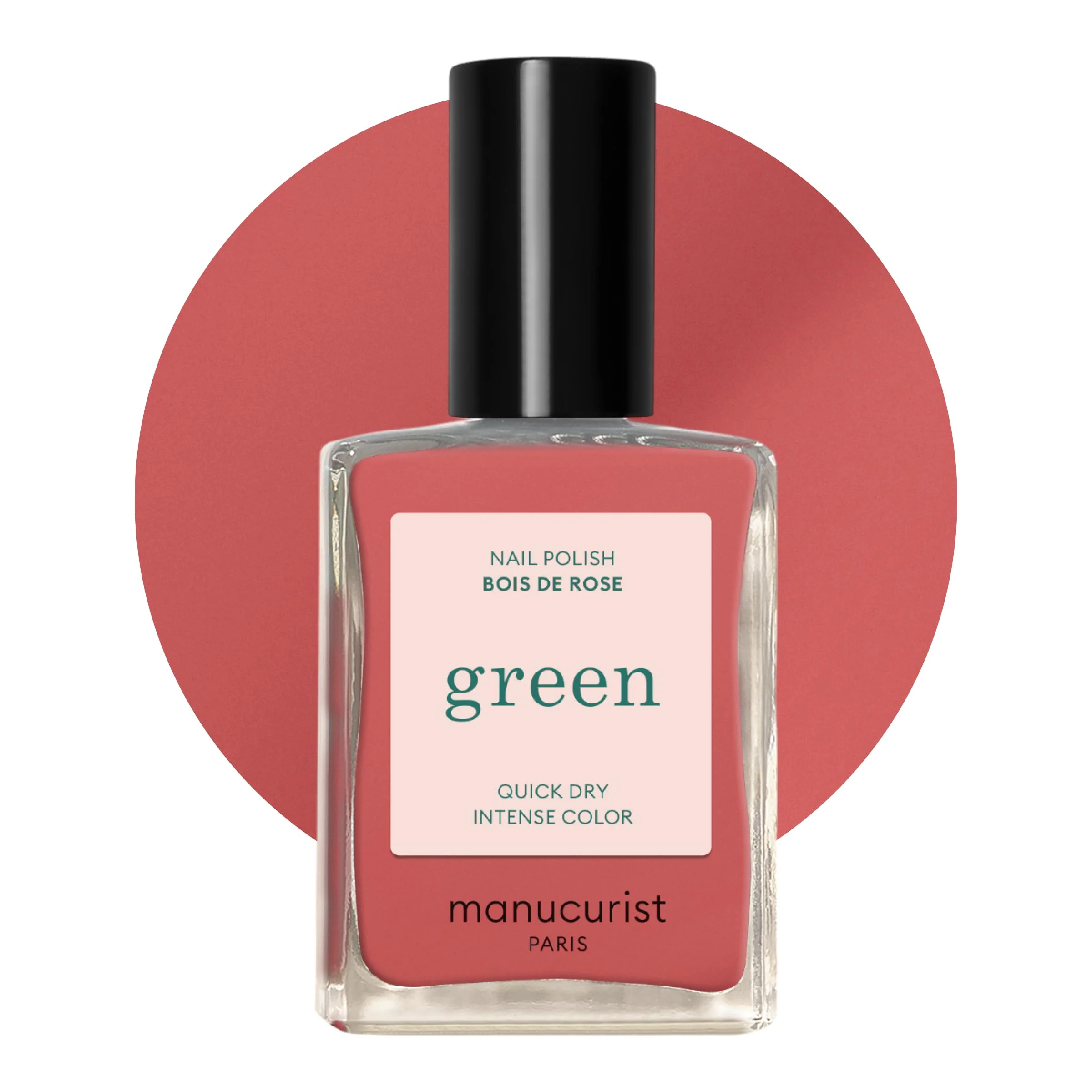 Original Manucurist Green Quick Dry Nail Polish Bois de Rose - Dusty Pink Nail Polish - 9- Plant-Based and Vegan - Non Toxic - Natural Classic - Nails Consistent