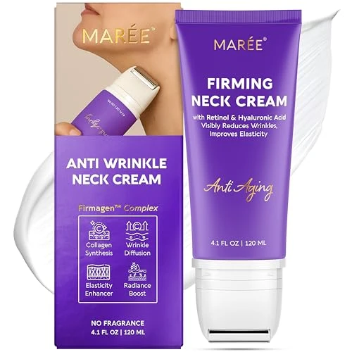 Original MAREE Neck Cream with Face Roller - Neck Creams For Tightening and Firming - Pro Retinol AH-8 Firming Neck Cream Roller - Face Double Chin Wrinkle Healthy