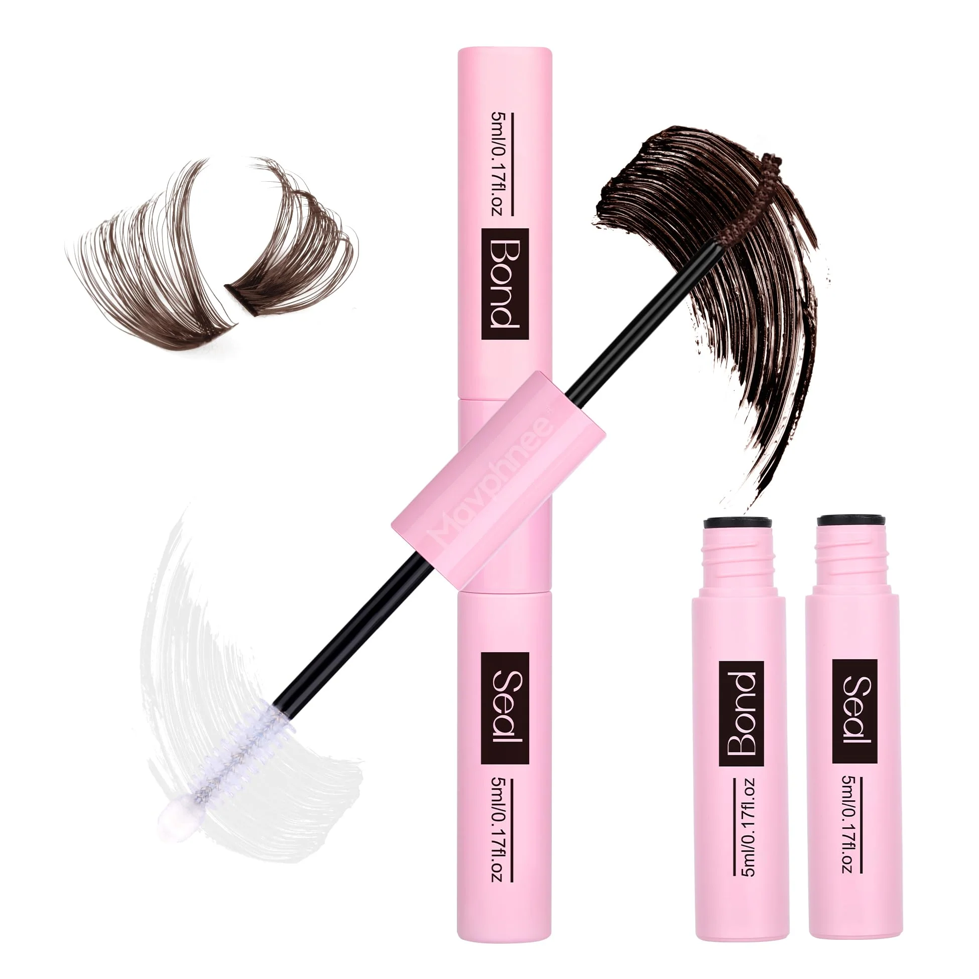 Quality Mavphnee Lash Bond and Seal Brown Lash Glue Strong Hold Eyelashes Bond and Seal 72 Hours Long Lasting Eyelash Glue Waterproof Dark Brown Eyelash Eco-Friendly