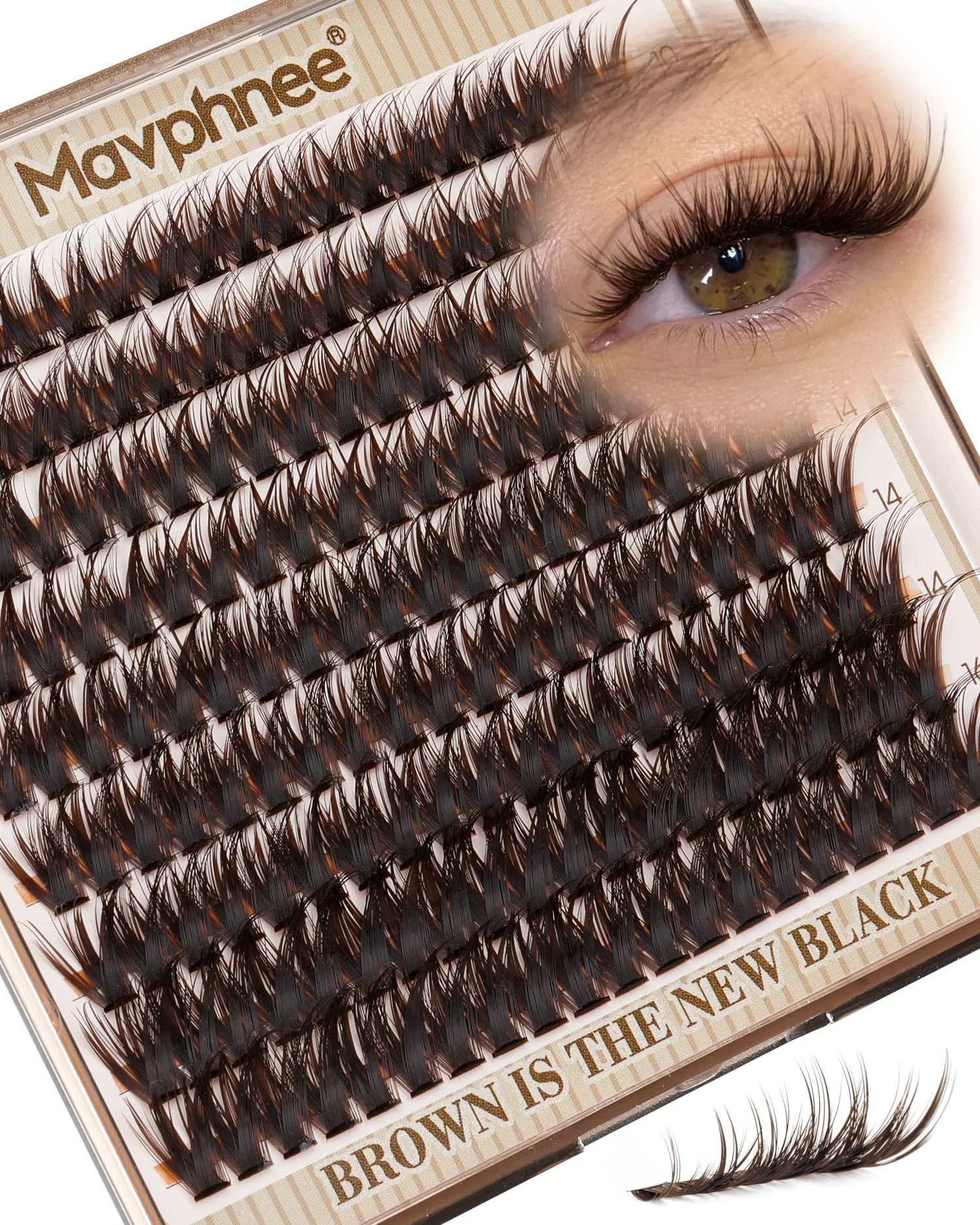 Proven Mavphnee Brown Lash Clusters Wispy Natural Eyelash Extensions Dark Brown Individual Lashes 10-16MM CC-Curly Cluster Lashes Extensions 180Pcs Hybrid Flexible