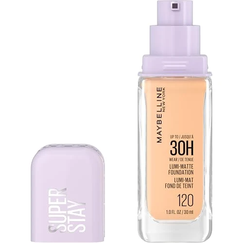 Powerful Maybelline Super Stay Lumi-Matte Foundation Lightweight and Buildable Full Coverage Foundation Makeup For Up To 30HR Wear 120 1 Count Professional