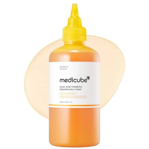 Practical medicube Kojic Acid Turmeric Smoothing Toner for Face Body Lightweight Toner for Balancing Uneven Skin Tone Texture Niacinamide Glycolic Acid Eco-Friendly