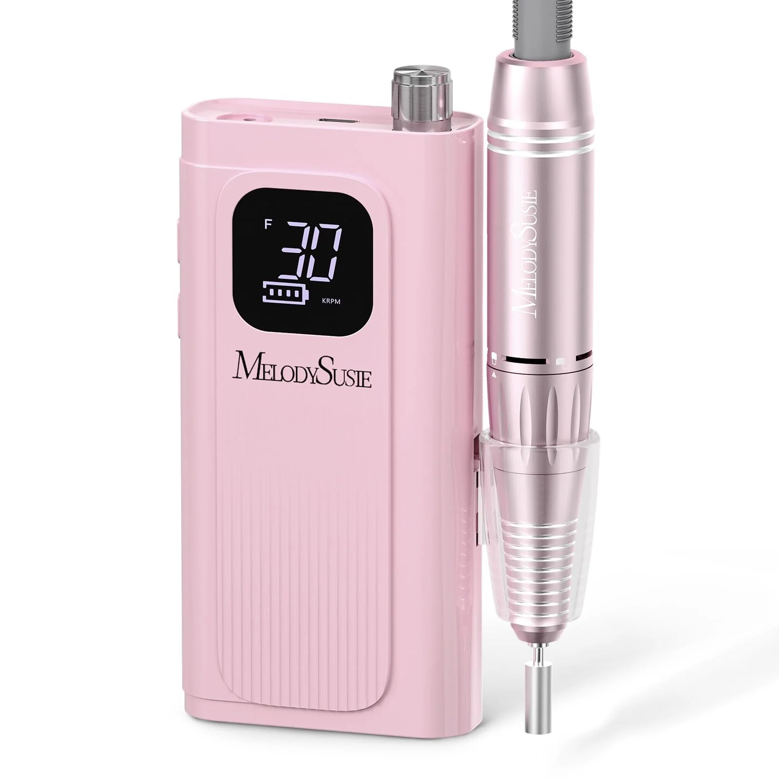 Unique MelodySusie Entry-Level Clip-On Rechargeable Essential Nail Drill SC300F 30000RPM E-File with LCD Display for All Manicure Shaping Gel Removal High-Performance
