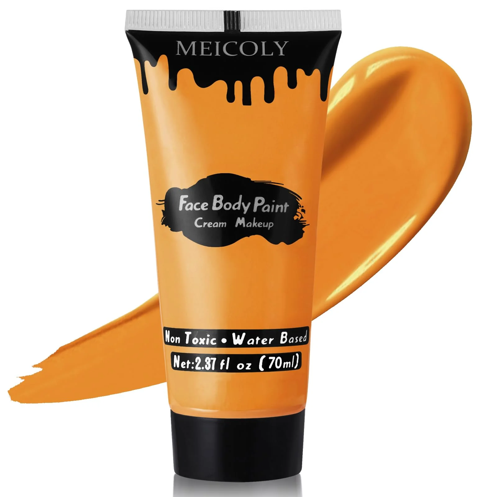 Soft MEICOLY Orange Face Body Paint for Halloween SFX Special Effects Pumpkin Tiger Makeup 2.37Oz Large Tube Water Based Washable Face Paint Non-Toxic Body Original