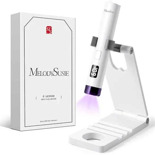First-Class MelodySusie Handheld UV Light for Gel Nails with Stand Mini Portable Cordless Nail Lamp with LCD Display Eye-Protective Cover Flash Curing Authentic