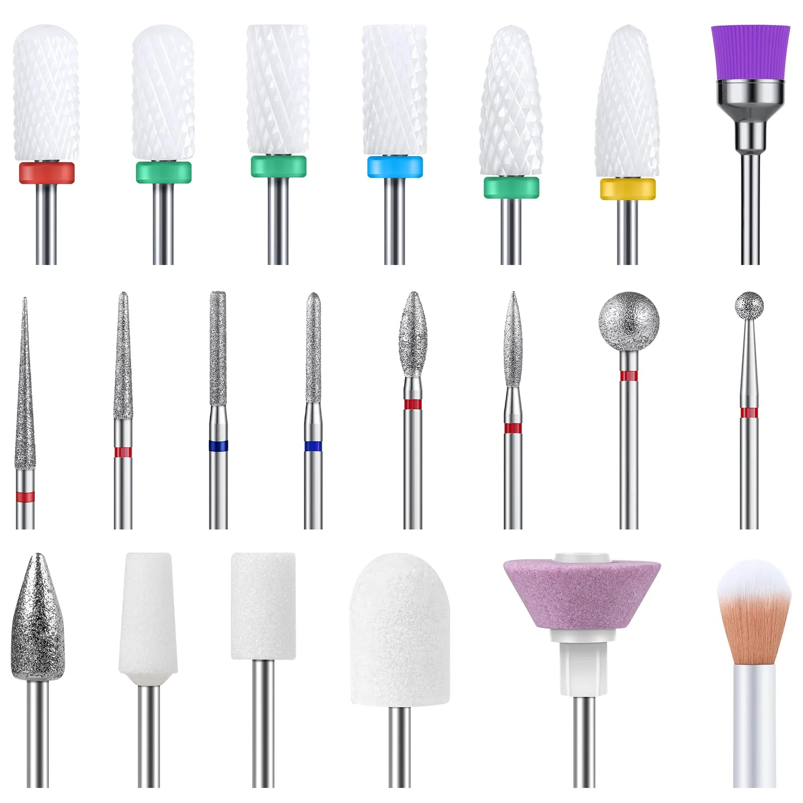 Original Design MelodySusie 21pcs Nail Drill Bit Set Professional 3 32'' Ceramic Diamond Carbide Acrylic Gel Nail Art Tool Kit Cuticle Remover Bit for Acrylic Gel Sustainable