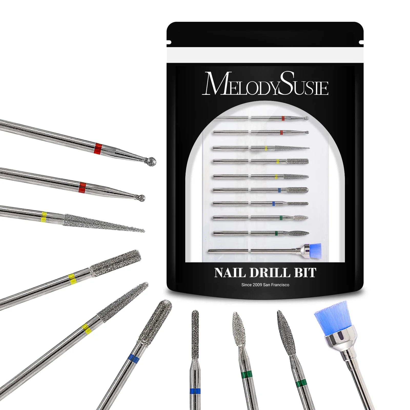 Dependable MelodySusie 10pcs Nail Drill Bits Set 3 32 Inch Diamond Cuticle Nail Bits Kit for Nail Drill E-File Manicure Pedicure Remover Tools for Acrylic Gel Convenient