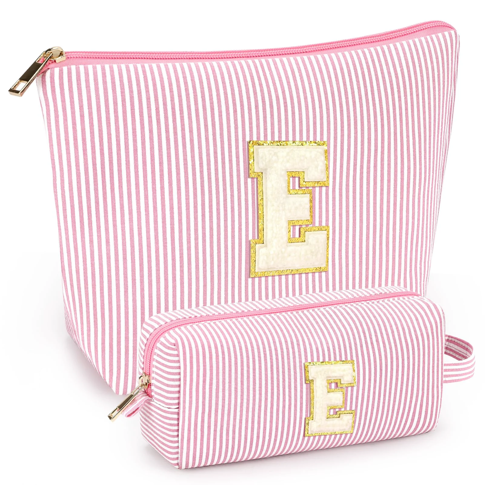 Original mibasies 2 PCS Initial Makeup Bags for Women Cosmetic Bag for Travel Toiletry - Personalized Cute Makeup Pouch - Gifts for Grilfriend Wife Moms Optimized