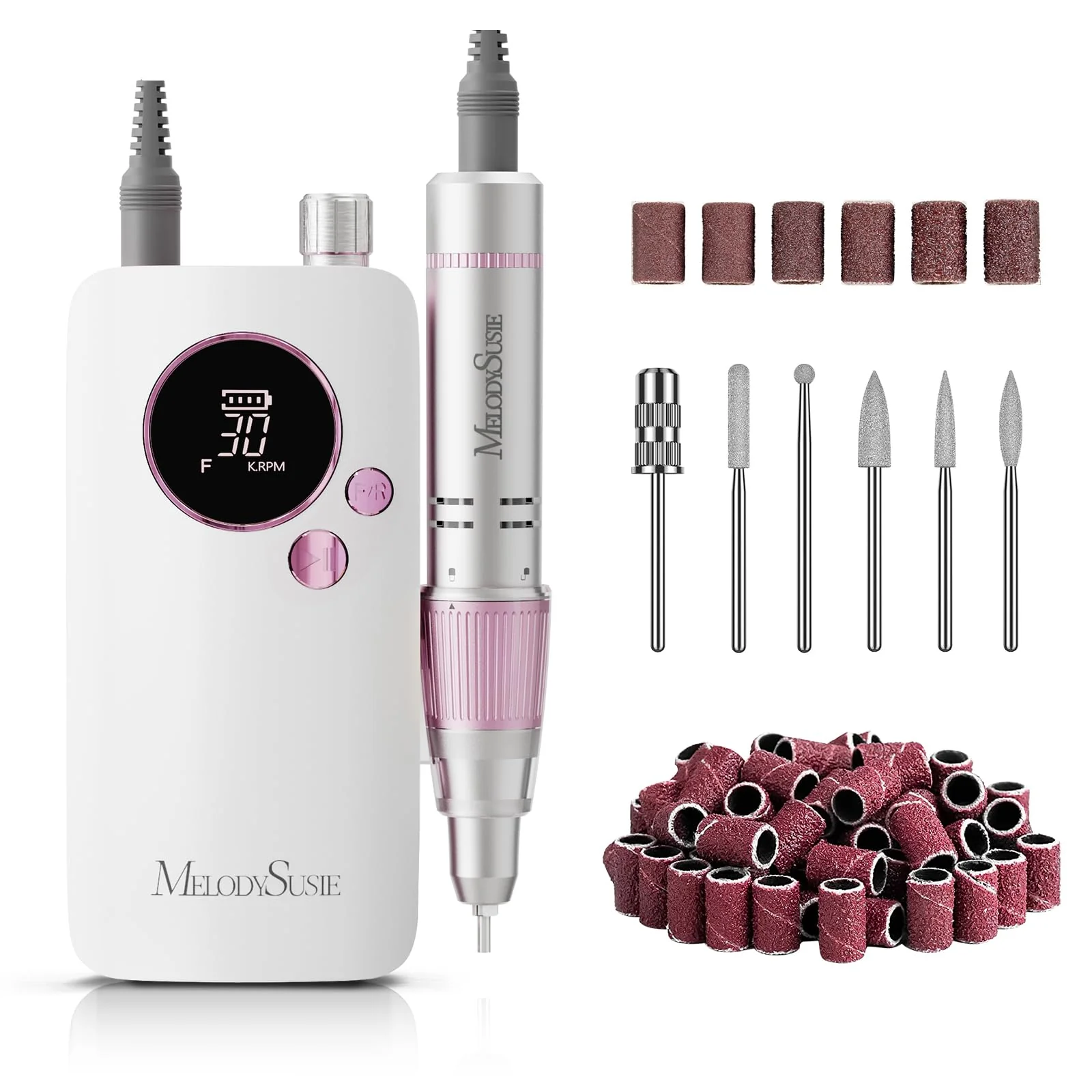 Dependable MelodySusie Entry-Level Clip-On Rechargeable Nail Drill SC320F 30000RPM E-File with Pastel Colorful Design for Manicure Shaping Gel Removal Sustainable