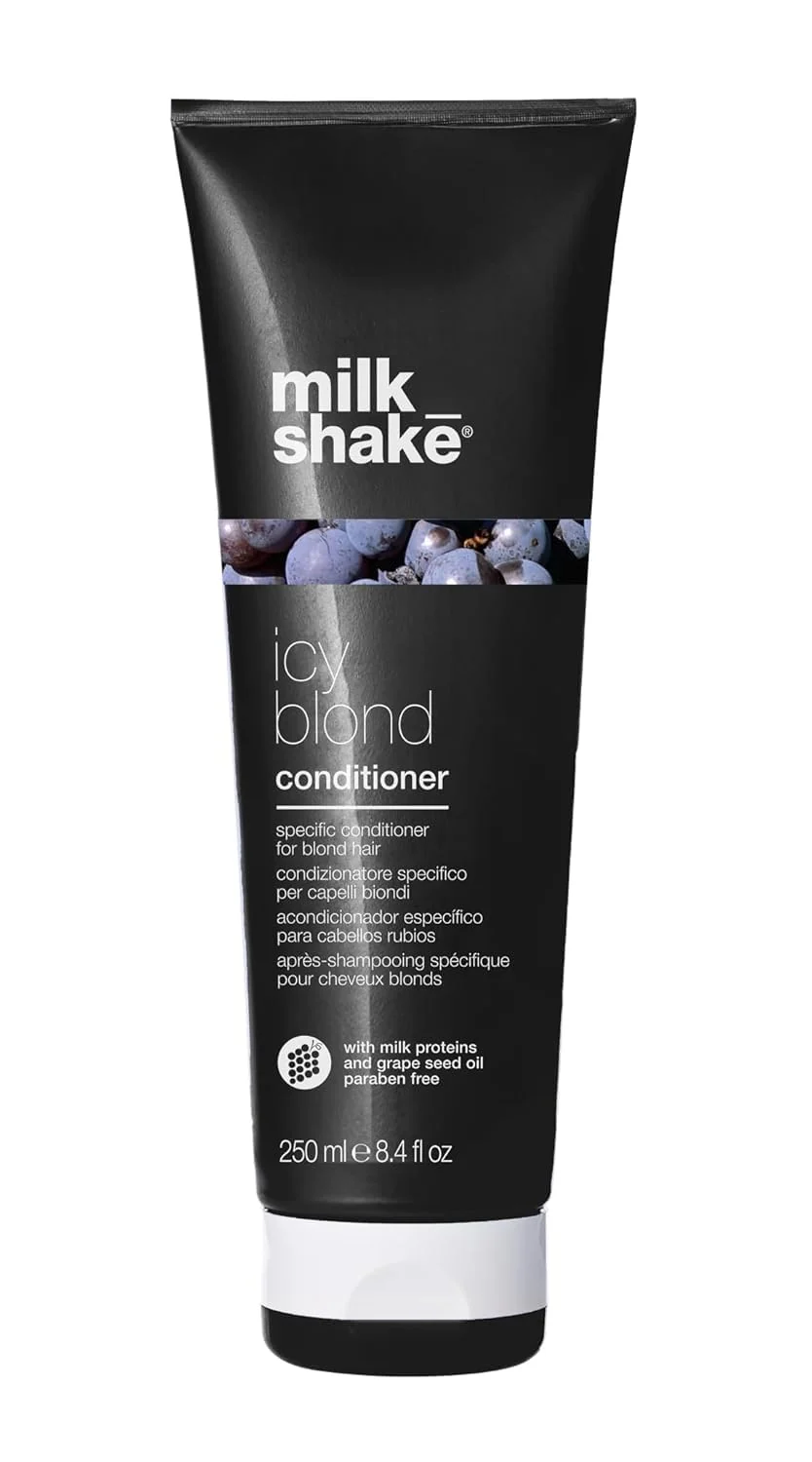 Artisan milk_shake icy blond conditioner award winning toning conditioner with black pigment to neutralize yellow and brass in platinum blonde hair Fast