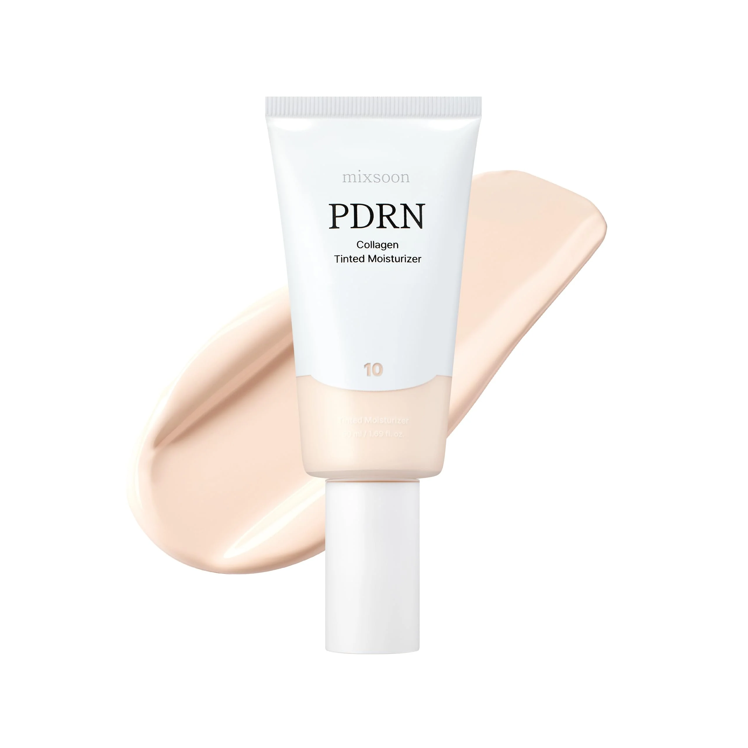 High-End mixsoon PDRN Collagen Tinted Moisturizer - Skincare-Infused Base with Rice PDRN Peptides 24H Vibrant Glow Luminous Hydration 10 Shades 50ml Elite