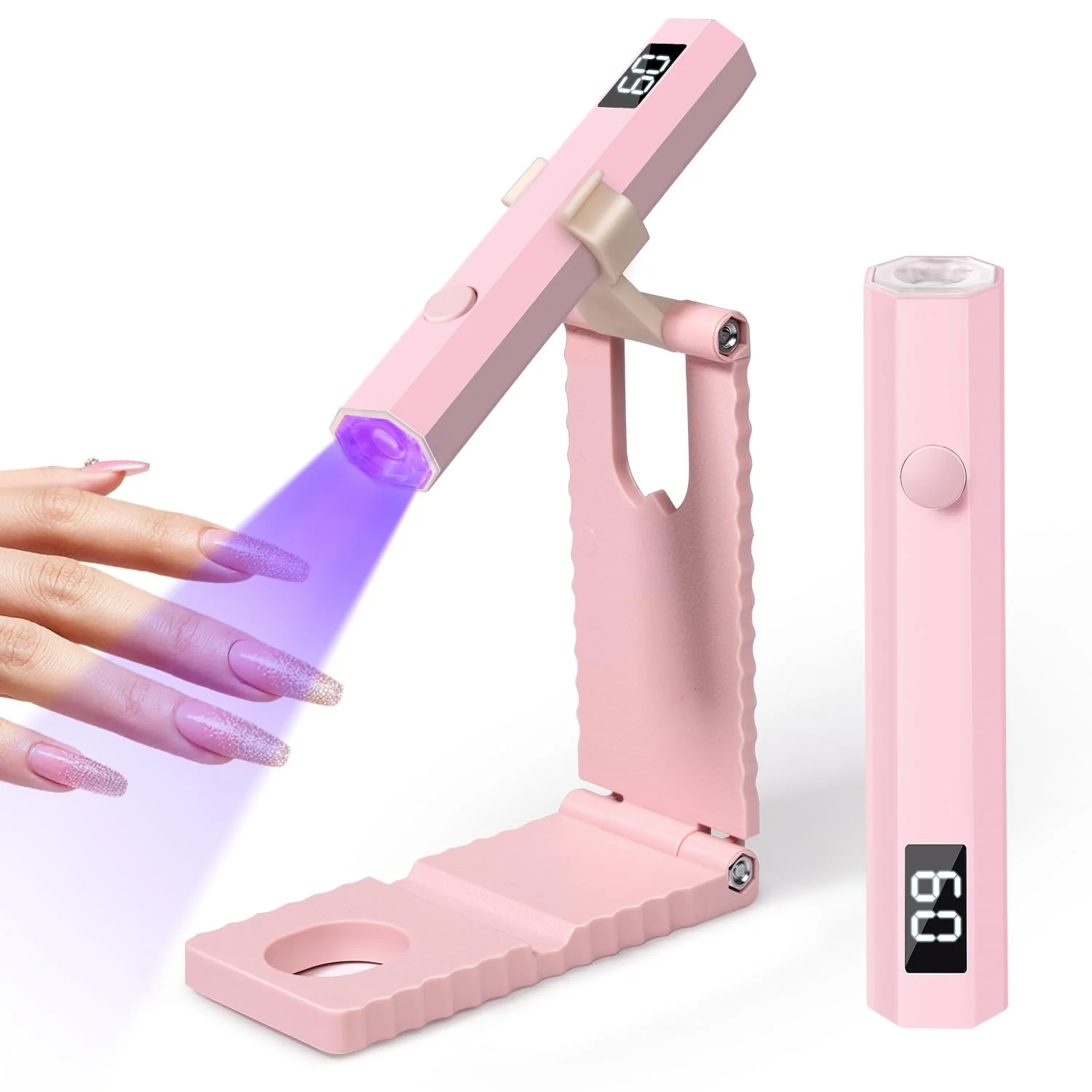 Artisan mlogiroa UV Nail Lamp with Stand Foldable Pink Flash Cure Lamp Sustainable