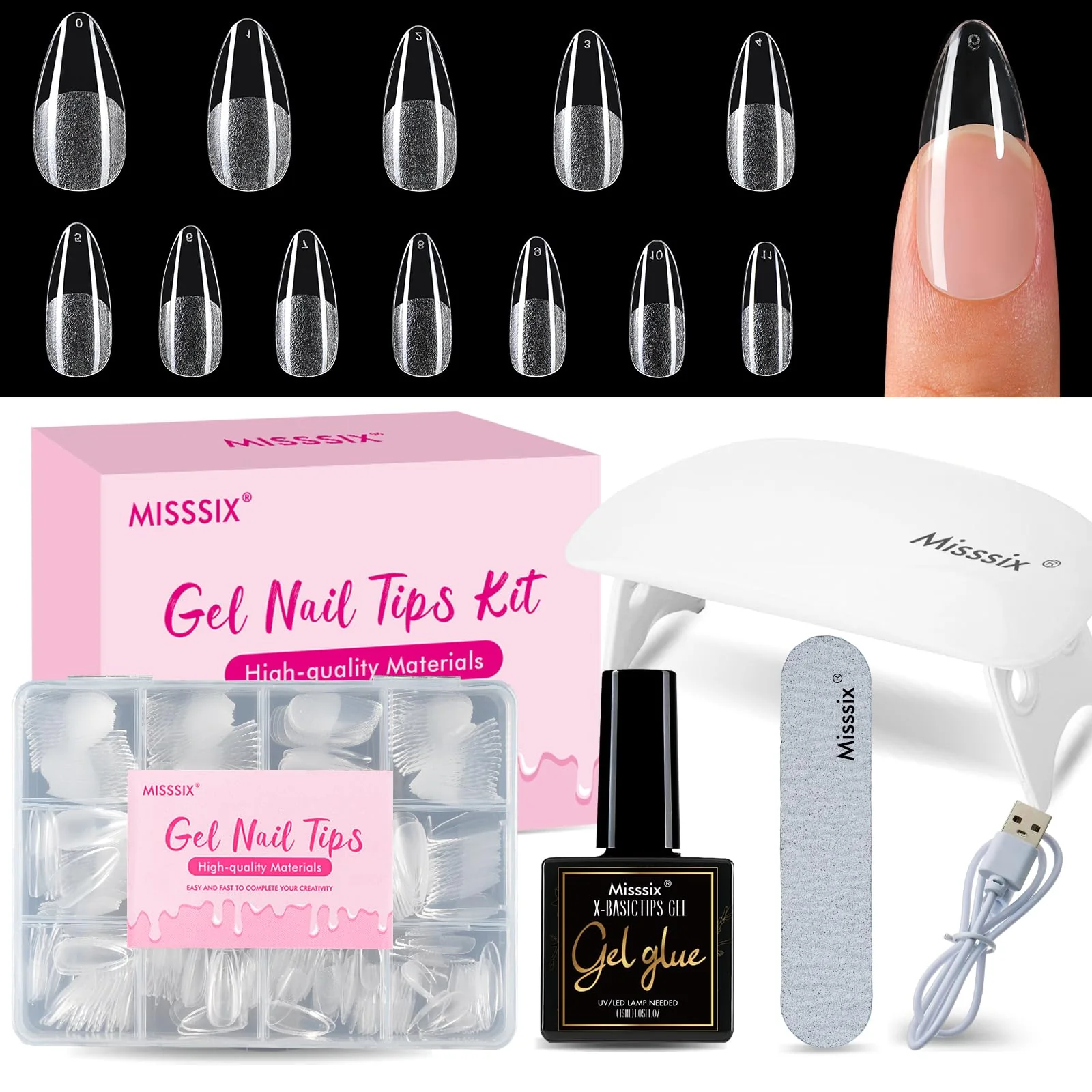 Comfortable Misssix Short Coffin Gel Nail Tips 360pcs 15 Sizes Clear Soft Gel Press on Nails Full Cover False Fake Tips Acrylic Nails For Nail Extension DIY Salon Outstanding