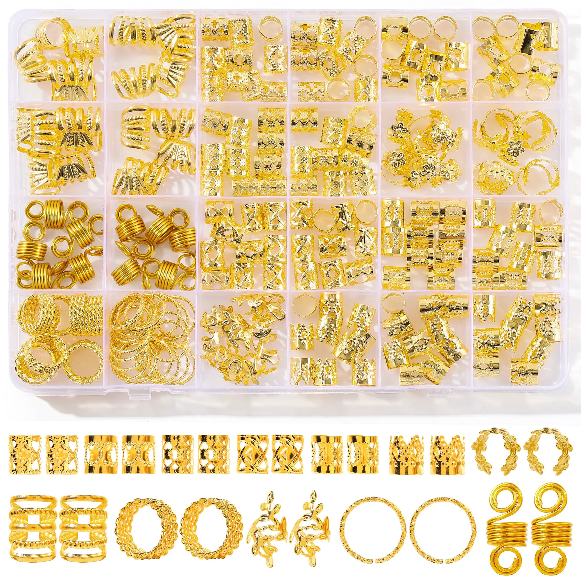 Comfortable MODASER 220Pcs Gold Hair Jewelry for Braids 12 Styles Gold Hair Accessories Cuff for Braids and Dreadlocks Adjustable Metal Rings Cuffs Clips Eco-Friendly
