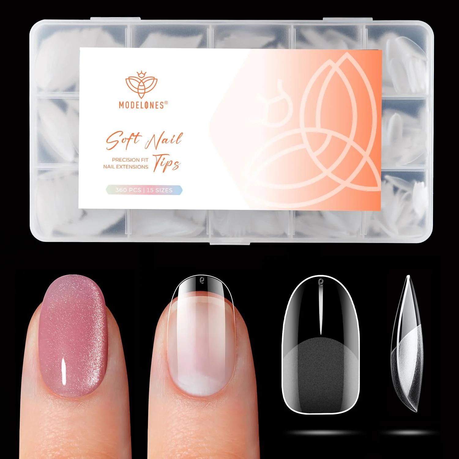 Modern modelones Extra Short Oval Gel Nail Tips 360pcs Pre-etched Clear Round Fake Nails Press On Full Cover Half Matte 15 Sizes Acrylic Gel Tips Detailed