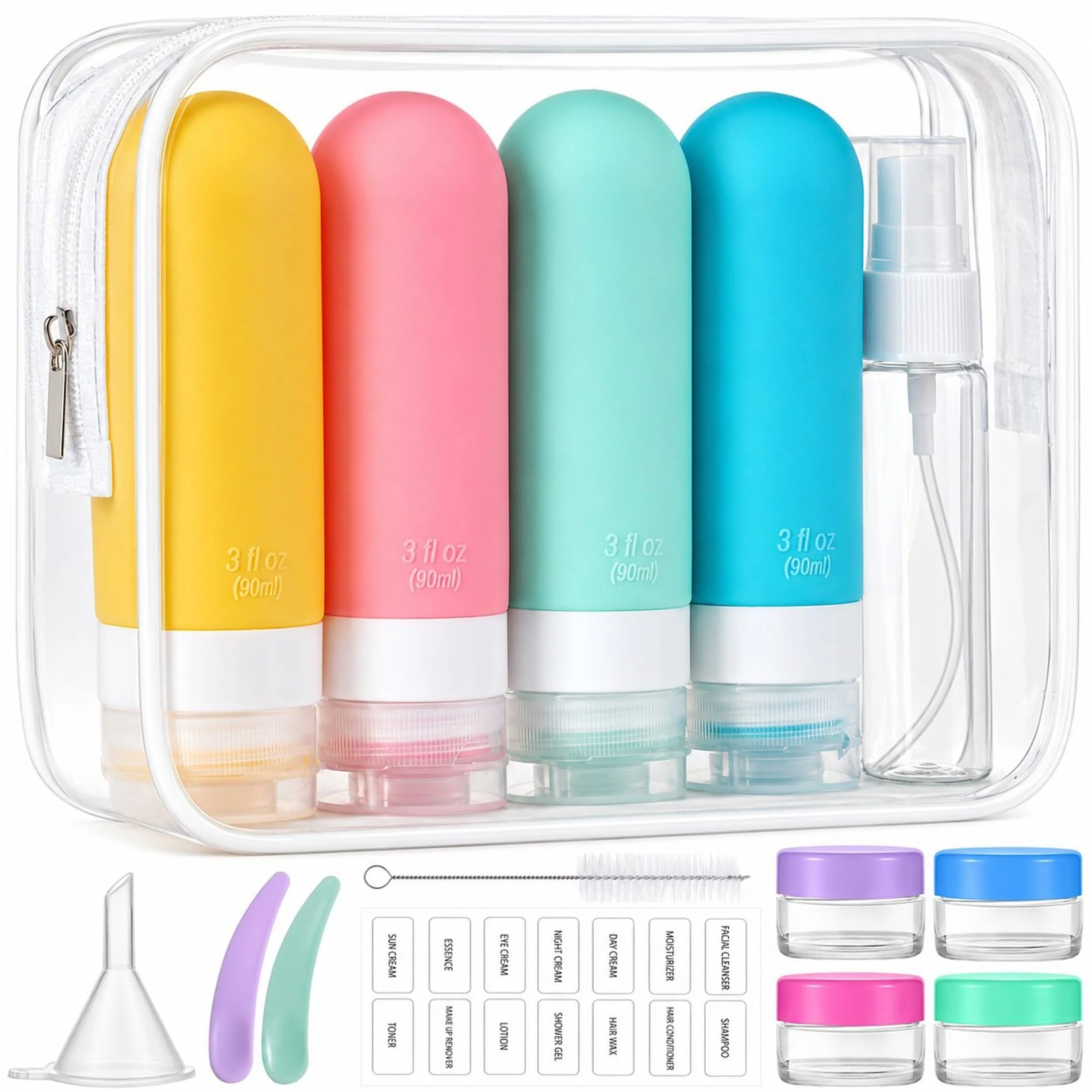 Selected 16pack Travel Bottles for Toiletries TSA LeakProof Squeezable Silicone Toiletry Containers for Shampoo Conditioner 3oz Portable Refillable Fast