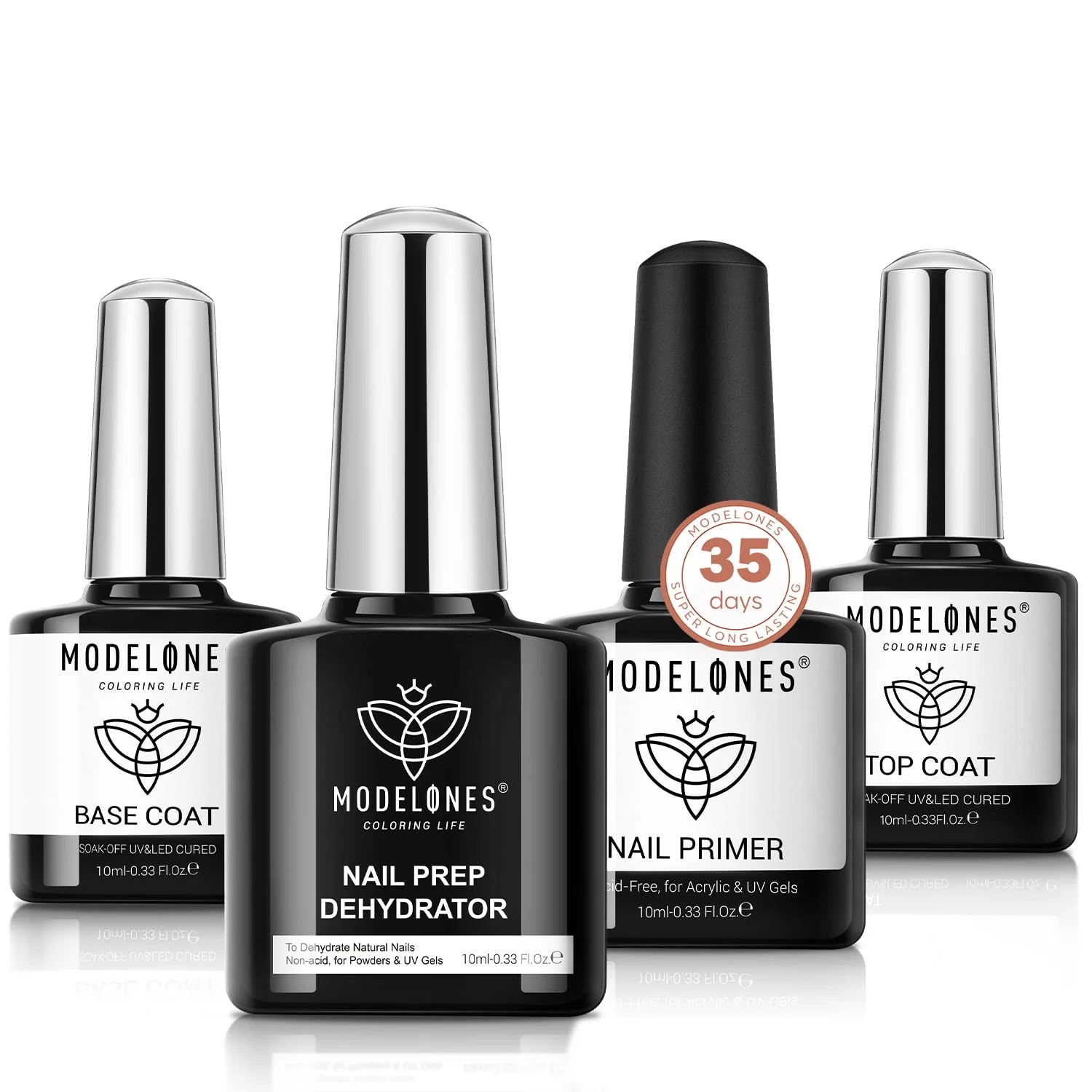 Genuine modelones Nail Dehydrator and Primer with Gel Base Top Coat Set Acid Acrylic Supplies Primer Glossy Gel Nail Polish Nail Thickening Solution Trendy
