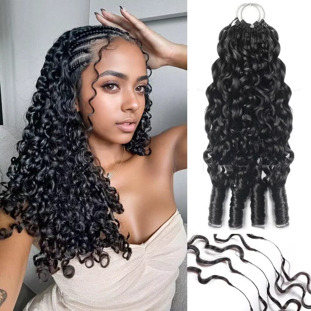 Modern Human Crochet Hair for Black Women Burmese Curly Crochet Human Hair 22 Inch 50g Pre-Separated Wet and Wavy Knotless Feather Crochet Hair Extensions Crafted