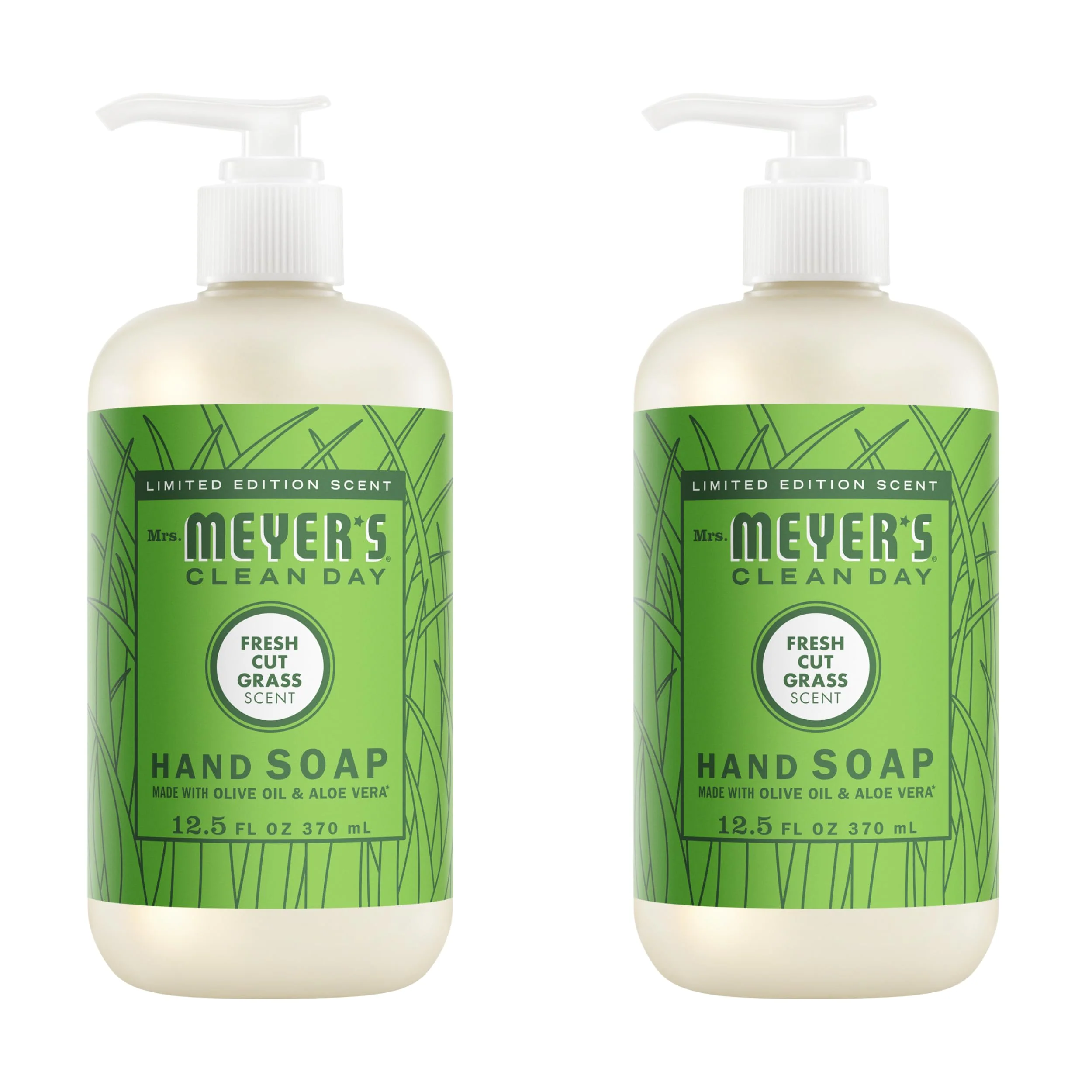 Solid Mrs. MEYER'S Fresh Cut Grass Liquid Hand Soap 12.5 Fl Oz Pack of 2 Easy-to-Use