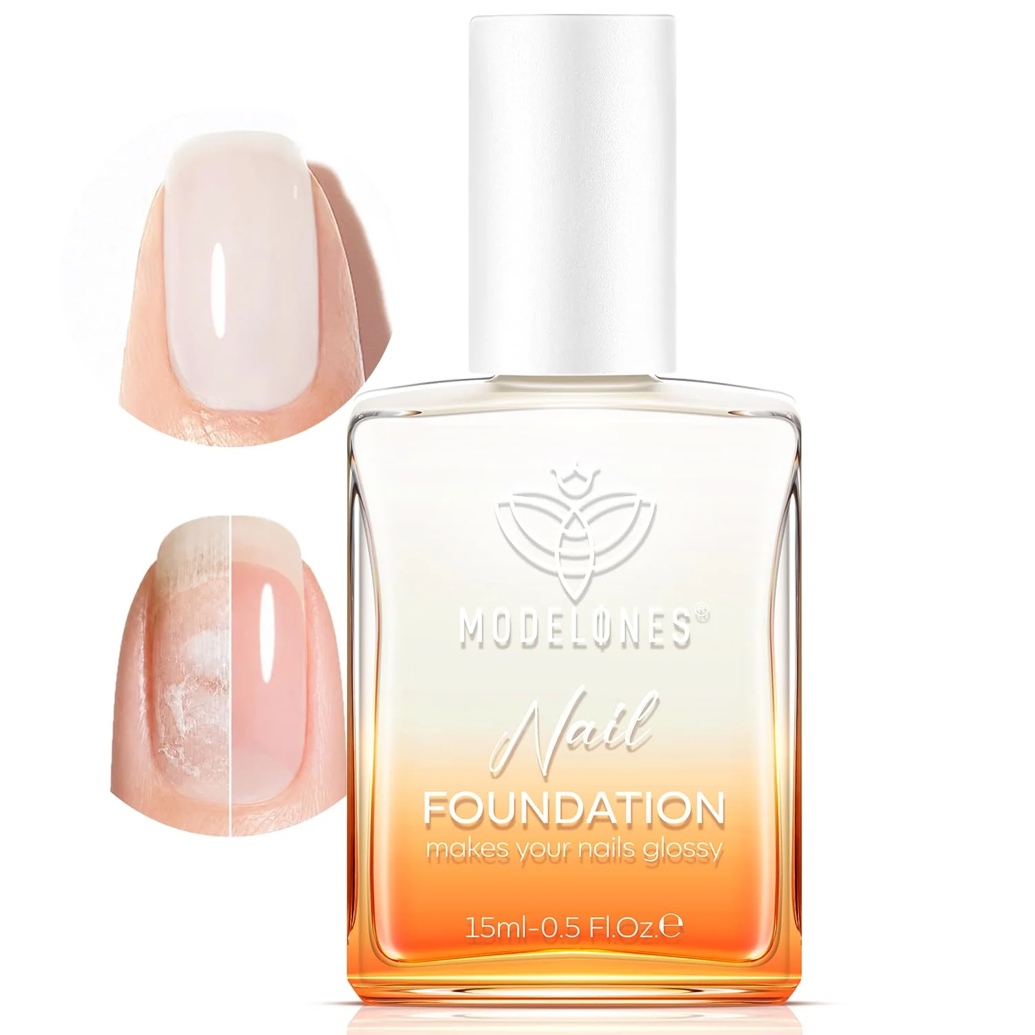 High-Quality modelones Nail Strengthener 15ml Air Dry Nail Natural Concealer Foundation Polish Milky White Nail Growth Polish for Damaged Nails Imion Elegant