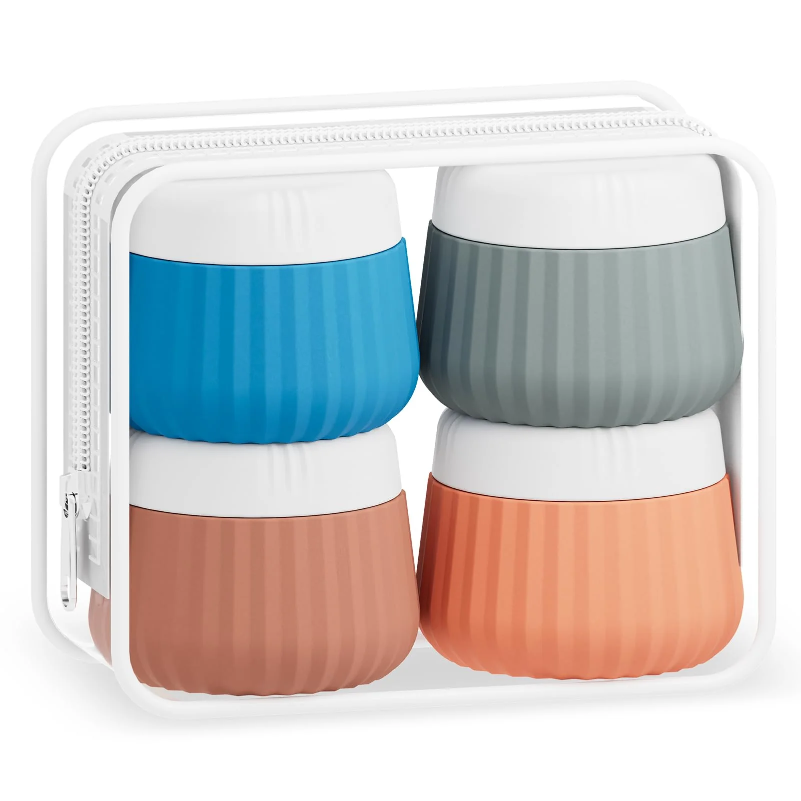 Enhanced Mrsdry Travel Containers for Toiletries 4 Pack TSA Travel Size Toiletries Travel Size Containers With Clear Bag Leak Proof Silicone Jars Durable
