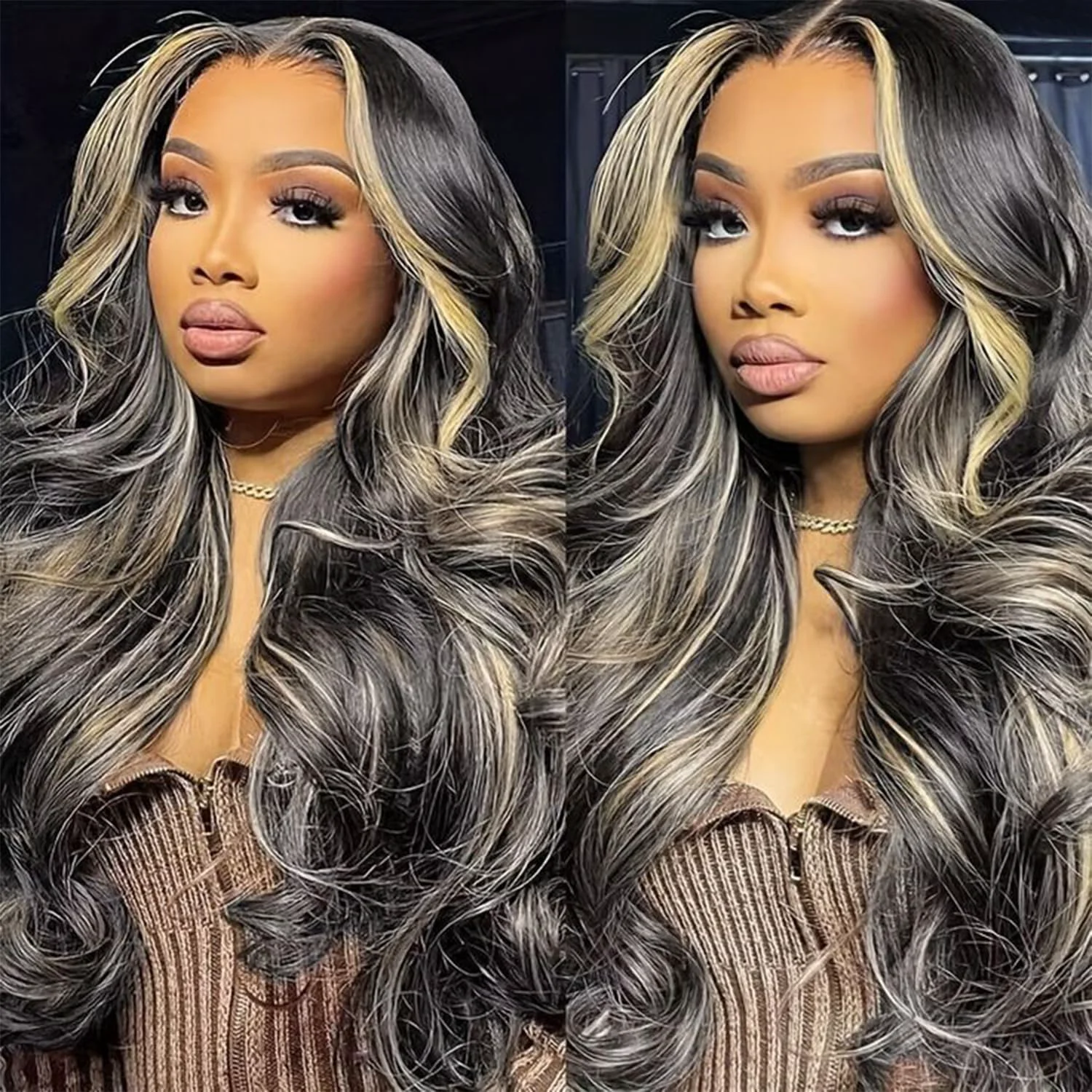 First-Class MUZOJET 28 Inch 1B 27 Highlight Ombre Balayage 13x6 Lace Front Wigs Human Hair Black and Blonde HD Transparent Lace Front Wig Human Hair Pre Plucked Solid