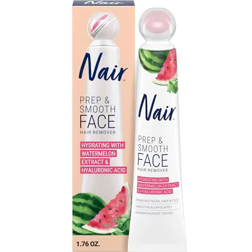 Secure NAIR Prep Smooth Face Exfoliating Depilatory Cream for Women - Effective Hair Removal for Smooth Skin with Hyaluronic Acid 1.76 oz Contemporary
