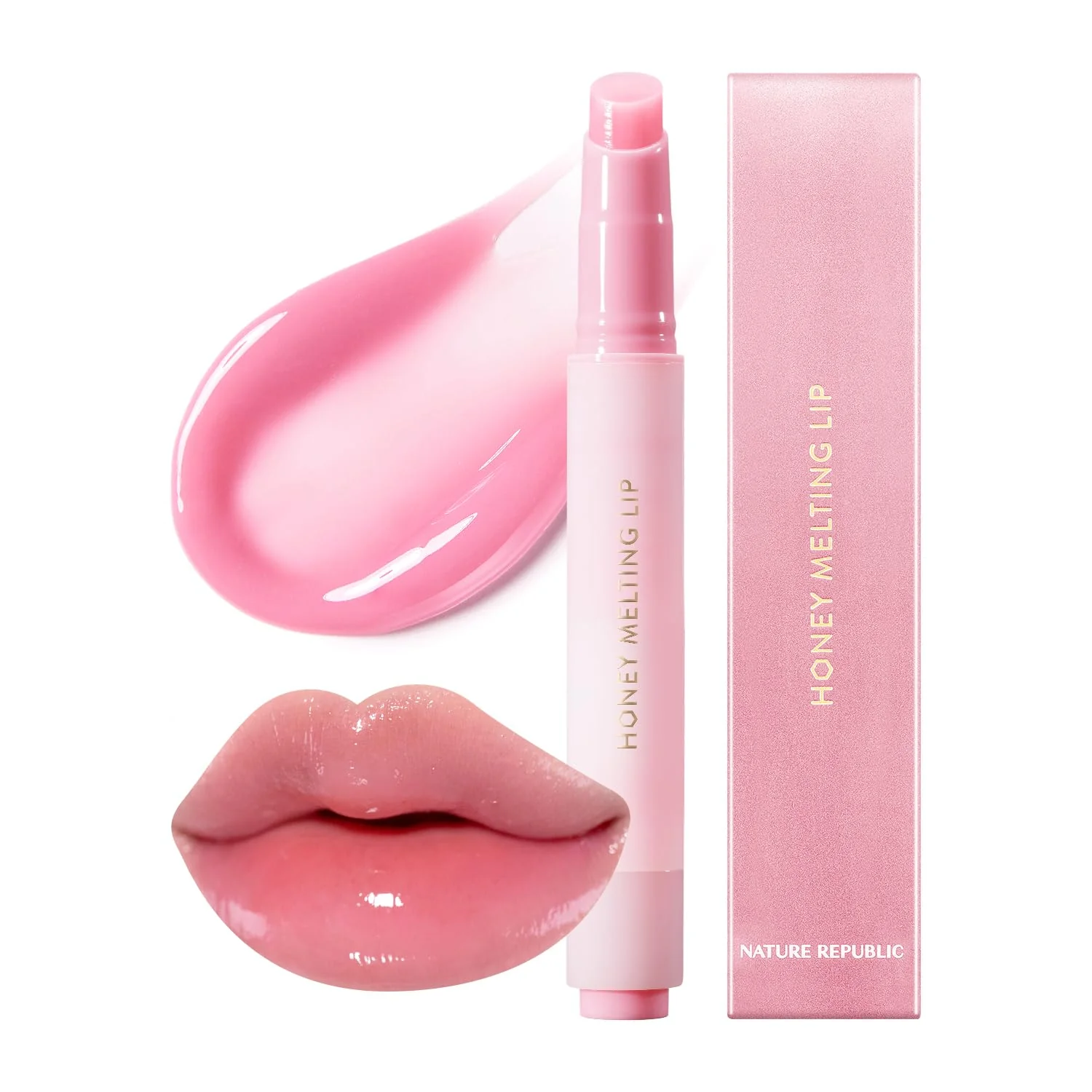 Exceptional Nature Republic HONEY MELTING LIP PLUMPING 11 PINK SOFT LIP STICK Tint Plump Hydrating Gloss Moisturizing balms Volumizing formula Sheer tint Carefully Designed