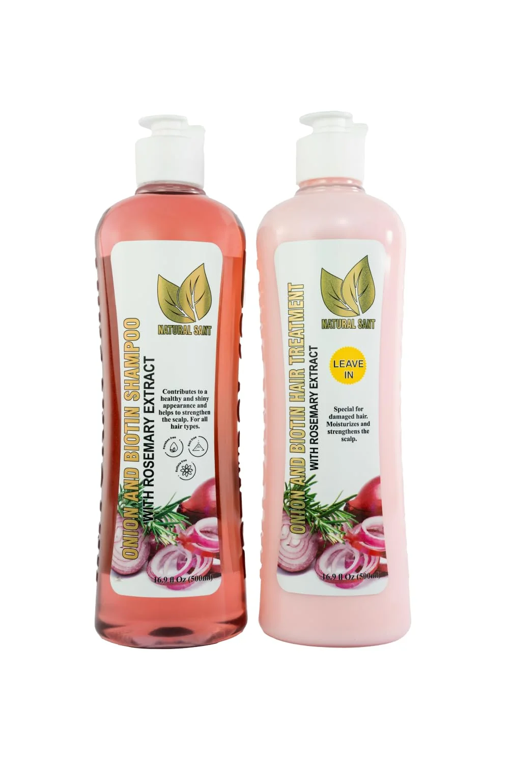 Consistent Natural Sant Onion Rosemary Shampoo Leave-In Treatment Set with Biotin Optimized