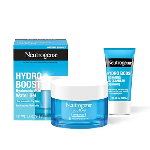 Fine Crafted Neutrogena Hydro Boost Water Gel and Hydro Boost Hydrating Gel Cleanser for Normal to Oily Skin Facial Moisturizer 1.7 fl oz and Trial-Size Facial Reusable