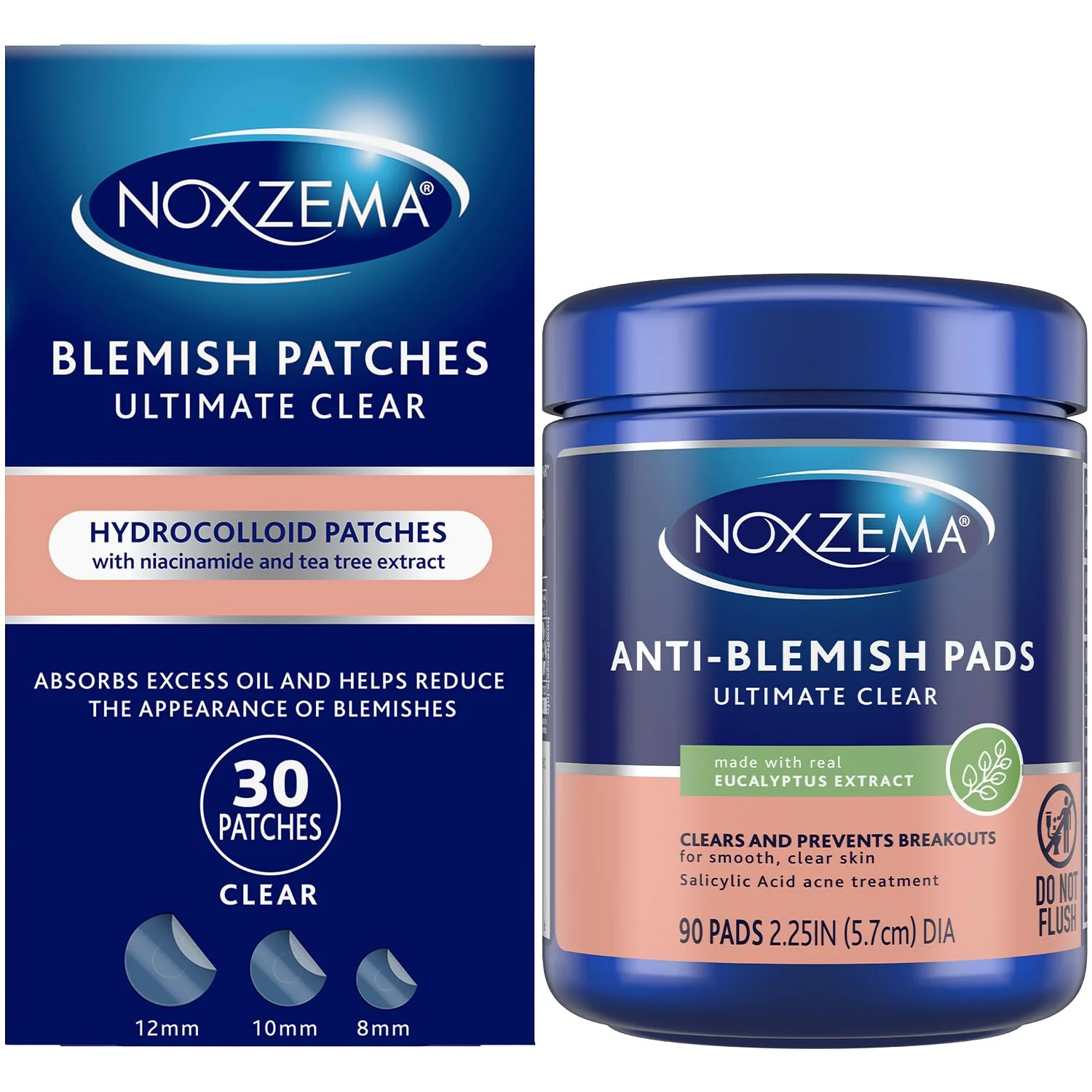 Artisan Noxzema Acne Treatment Bundle - Clear Blemish Patches with Niacinamide and Tea Tree Anti-Blemish Pads with 2 Salicylic Acid Eco-Friendly