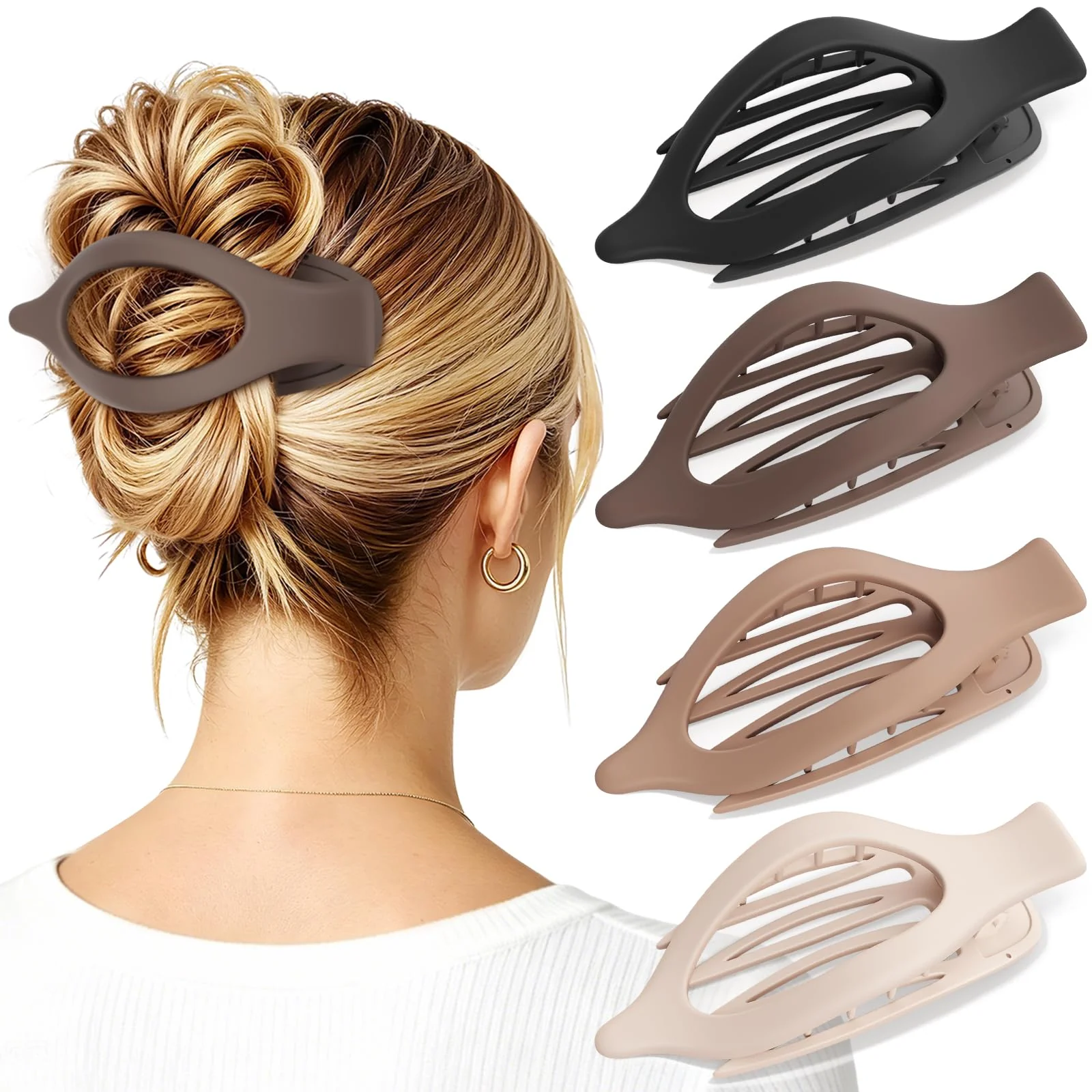 Responsible Oeusnael Flat Hair Clips for Women Girls- 6 PCS Pastel French Concord Lay Down Claw Clips for Thick Thin Hair Matte Non-slip Strong Hold Stylish Traditional