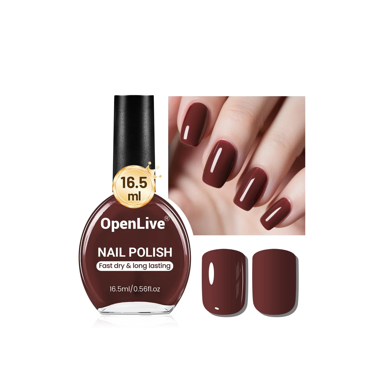 Optimized OpenLive 16.5ml Brown Nail Polish Large Volume Quick Drying Nail Polish Fast Drying and Long Lasting Color Nail Art DIY Home Manicure Gift for Women Verified
