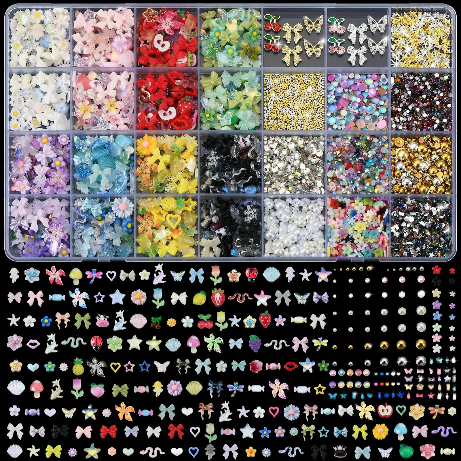 Pure OPMADM 9000 Pcs 3D Nail Charms and Gems Bulk Y2k Cute Charms for Nails Optimized