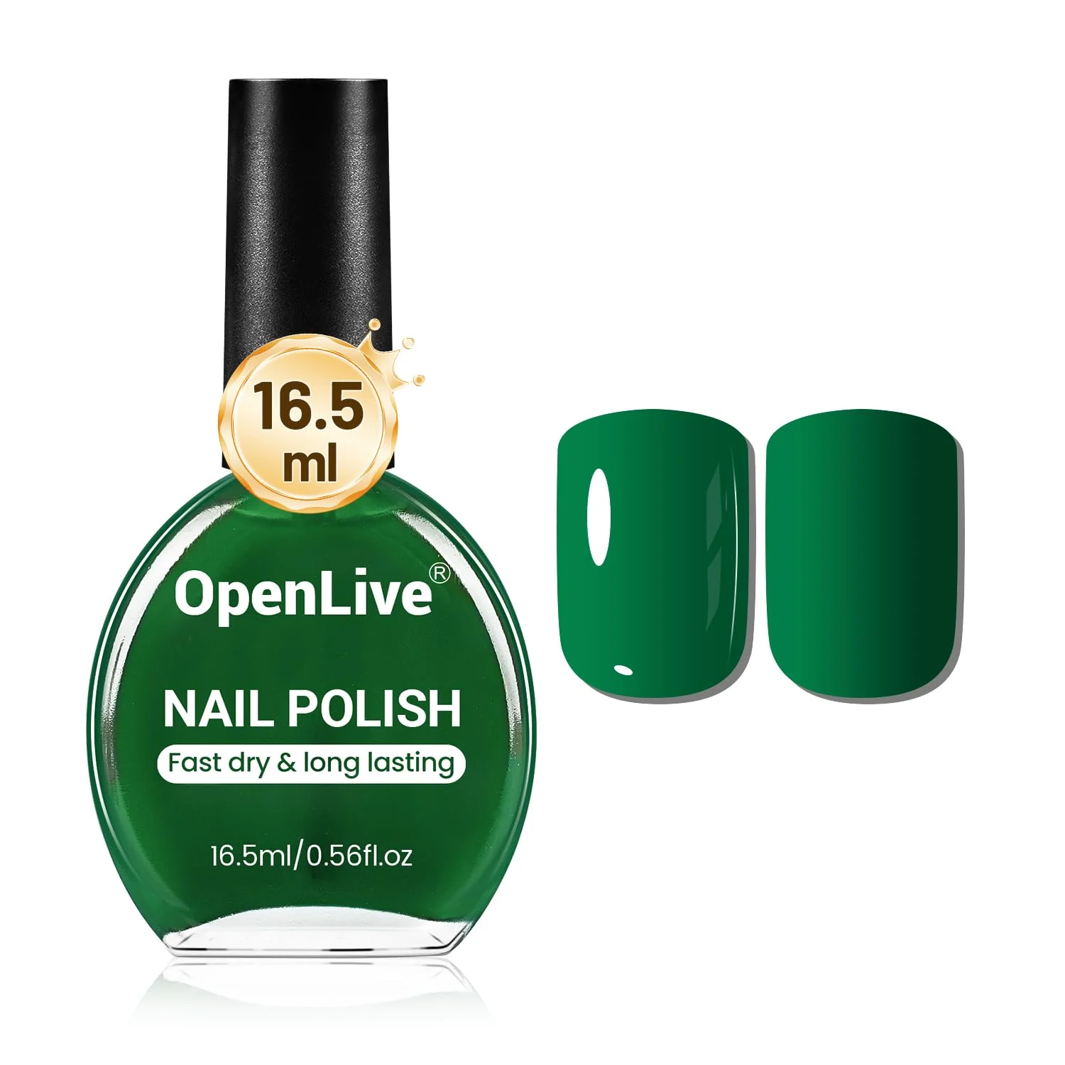 Sustainable OpenLive 16.5ml Dark Green Nail Polish Large Volume Quick Dry Nail Polish Long Lasting Shine Fingernail Toenail Nail Art DIY Home Travel Nail Art Detailed