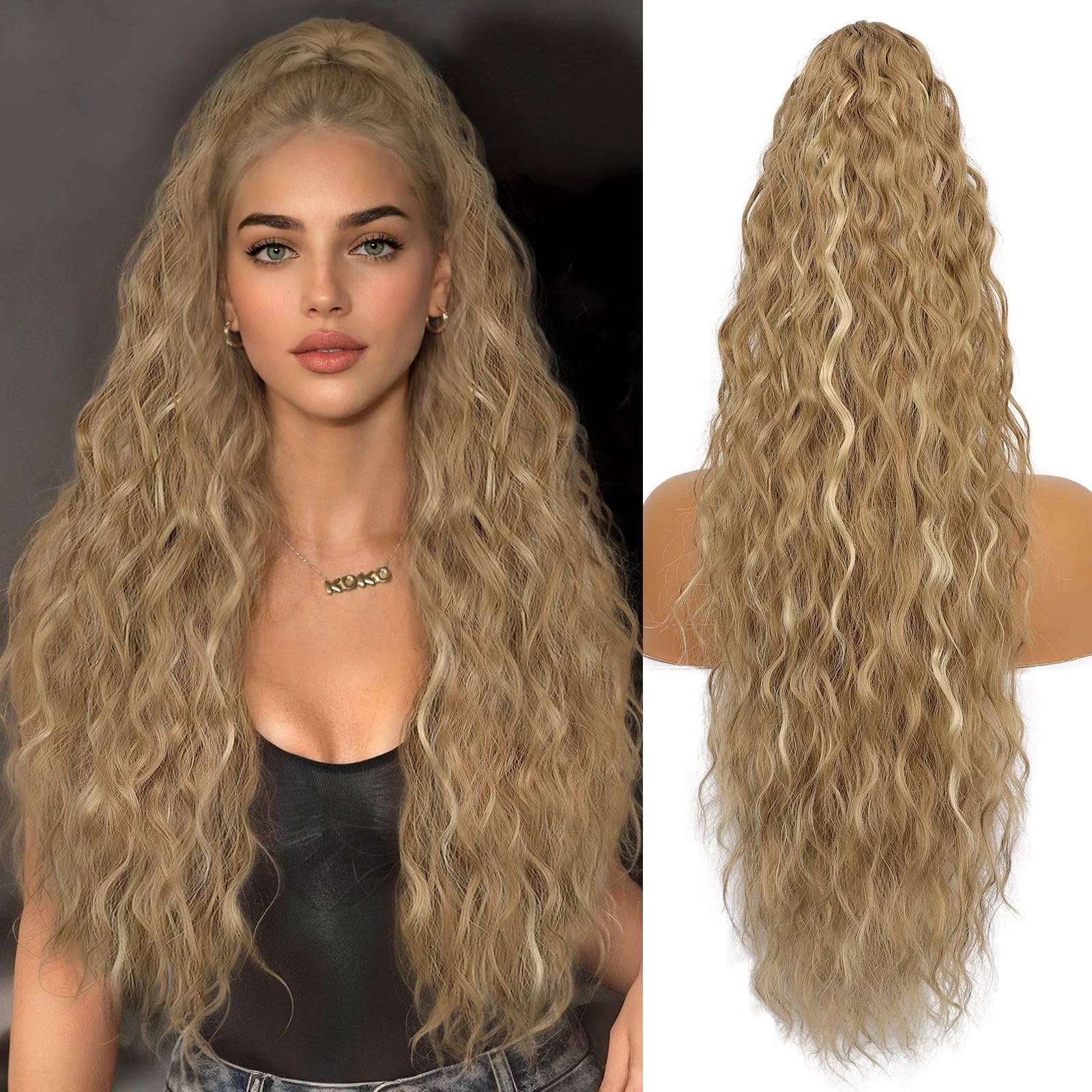 Trusted ORSUNCER Ponytail Extension Claw 18 Curly Pony Tail Clip in Claw Hair Extensions Fluffy Natural Looking Synthetic Hairpiece for Women Blonde Safe