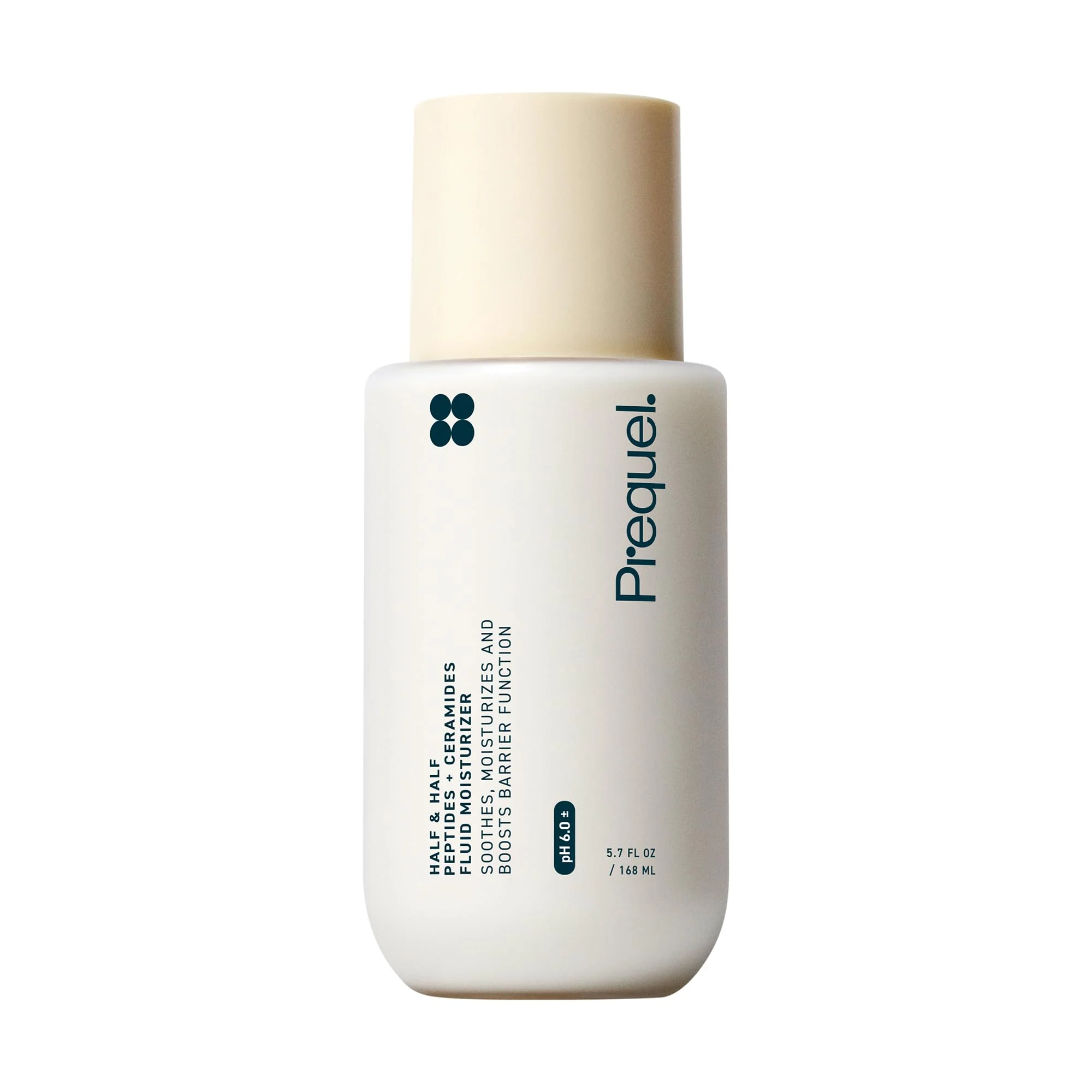 Comfortable Prequel Skin Half and Half Fluid Moisturizer Face Cream. Lightweight Ceramide Peptide Lotion for All Skin Types including Dry and Sensitive Natural