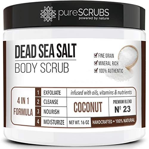 Enhanced pureSCRUBS Premium Coconut Body Scrub Set Exfoliating Dead Sea Salt Scrub Crafted