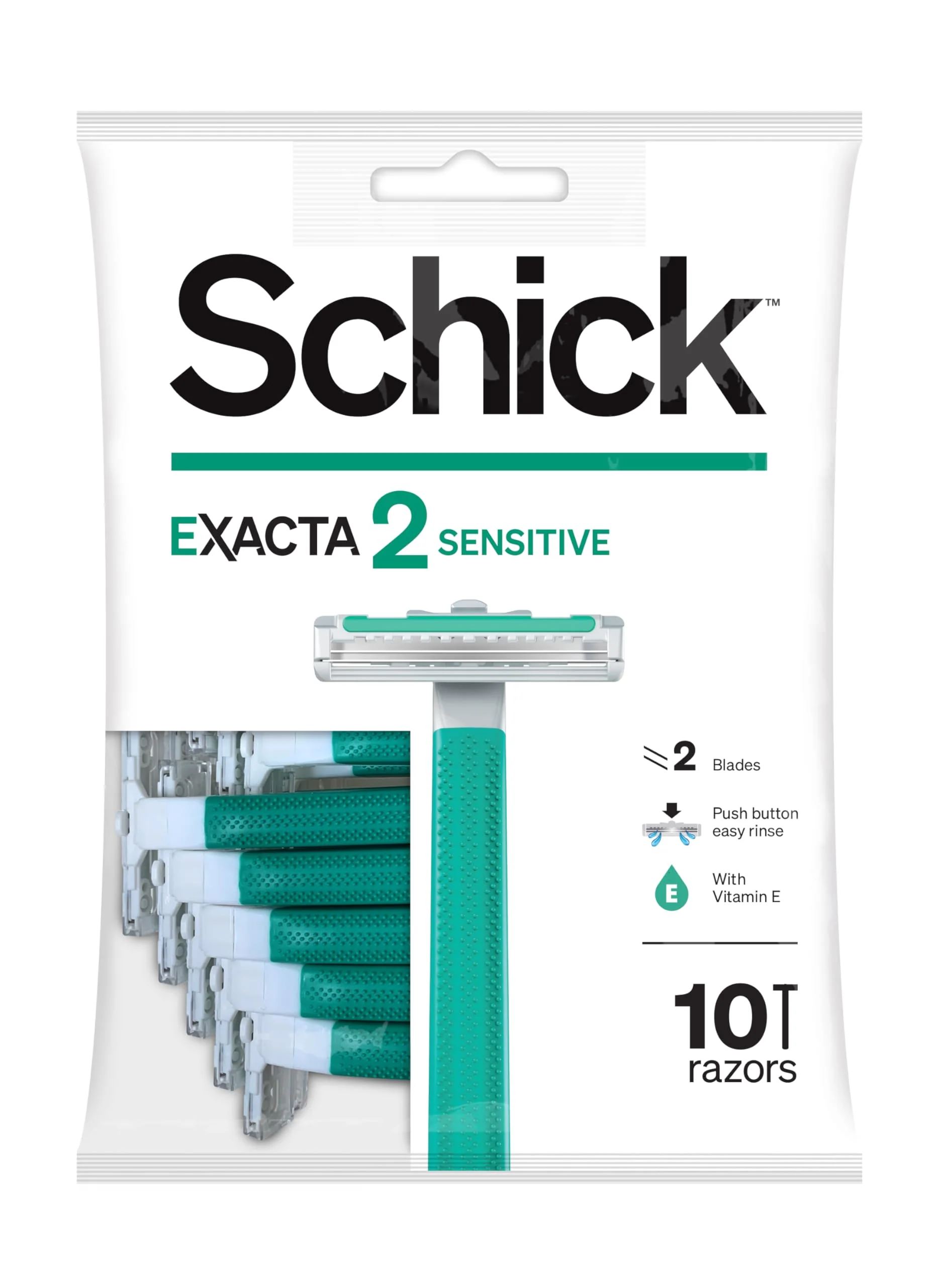 Smart Schick Exacta2 Sensitive Disposable Razor 10 Count 1Pack Consistent