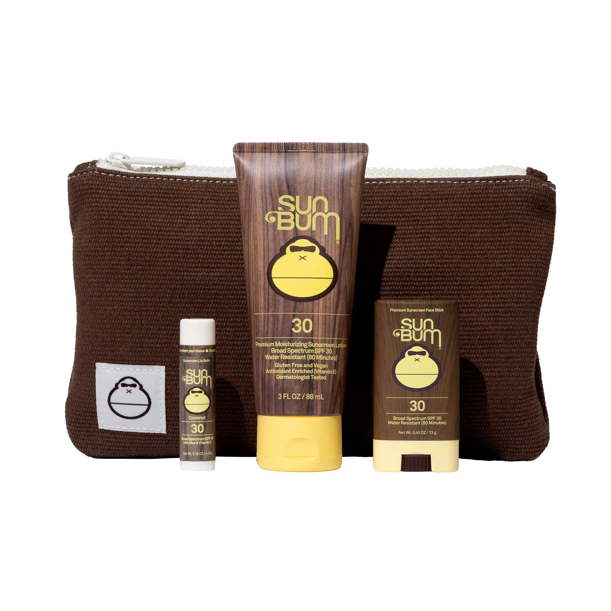 Fashionable Sun Bum Road Tripper - Travel Sized Sun Care Pack with Sunscreen Lotion Face Stick and Lip Balm - SPF 30 Broad Spectrum UVA UVB Protection - Hawaii Practical