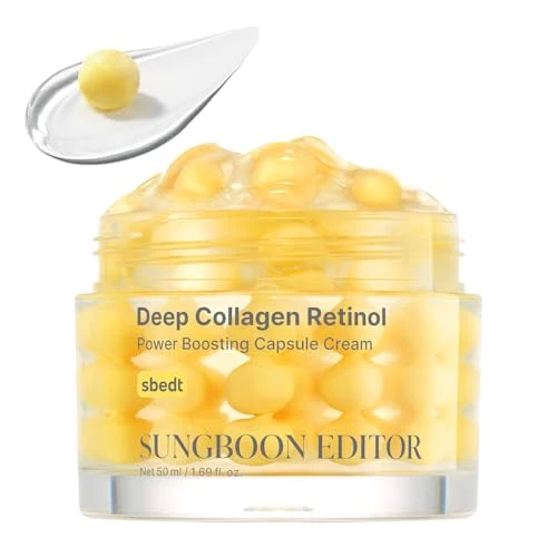 World-Class SUNGBOON EDITOR Deep Collagen Retinol Capsule Cream Firm-Looking Moisturizer for Fine Lines Dry Skin with Copper Peptide White Spicules