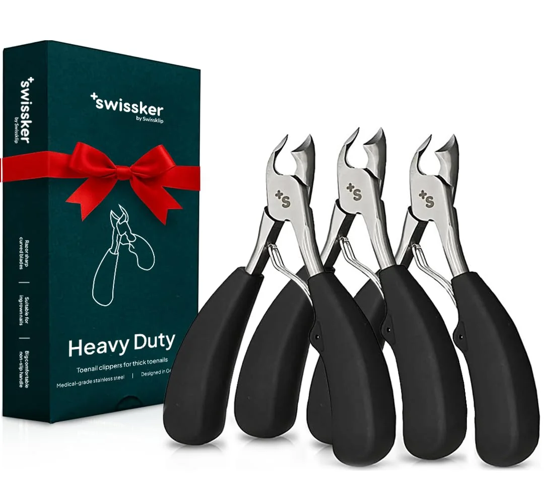 Unique Swissker by Swissklip Heavy Duty Toenail Clippers for Men and Women - Professional Ergonomic Large Toe Nail Cutter Trimmer for Thick Nails Seniors Exceptional