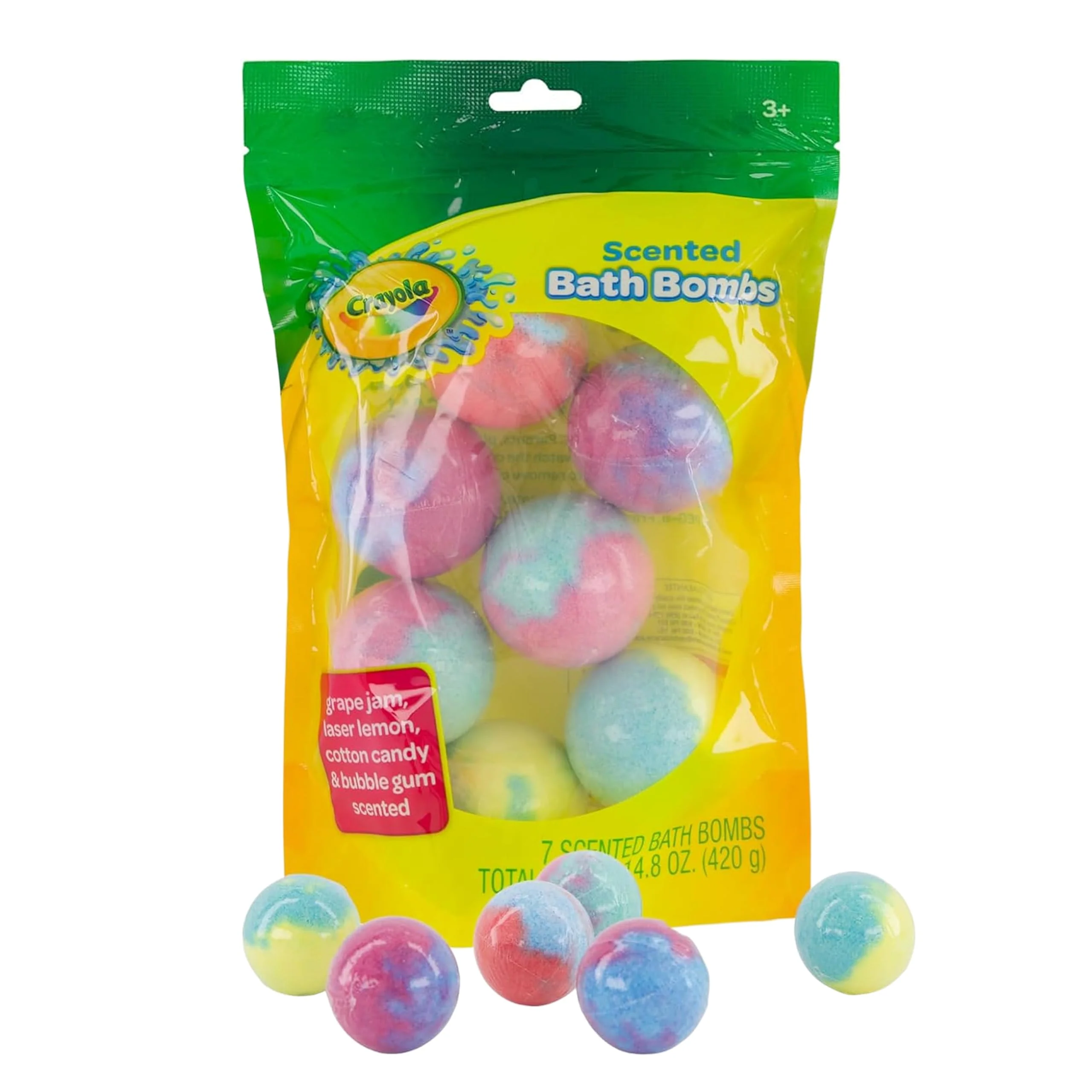 User-Friendly Crayola Scented Bath Bombs for Kids 7 Count Non-Toxic Stain Multi-Colored Fizzy Bath Bombs with Grape Lemon Cotton Candy Bubblegum Dependable