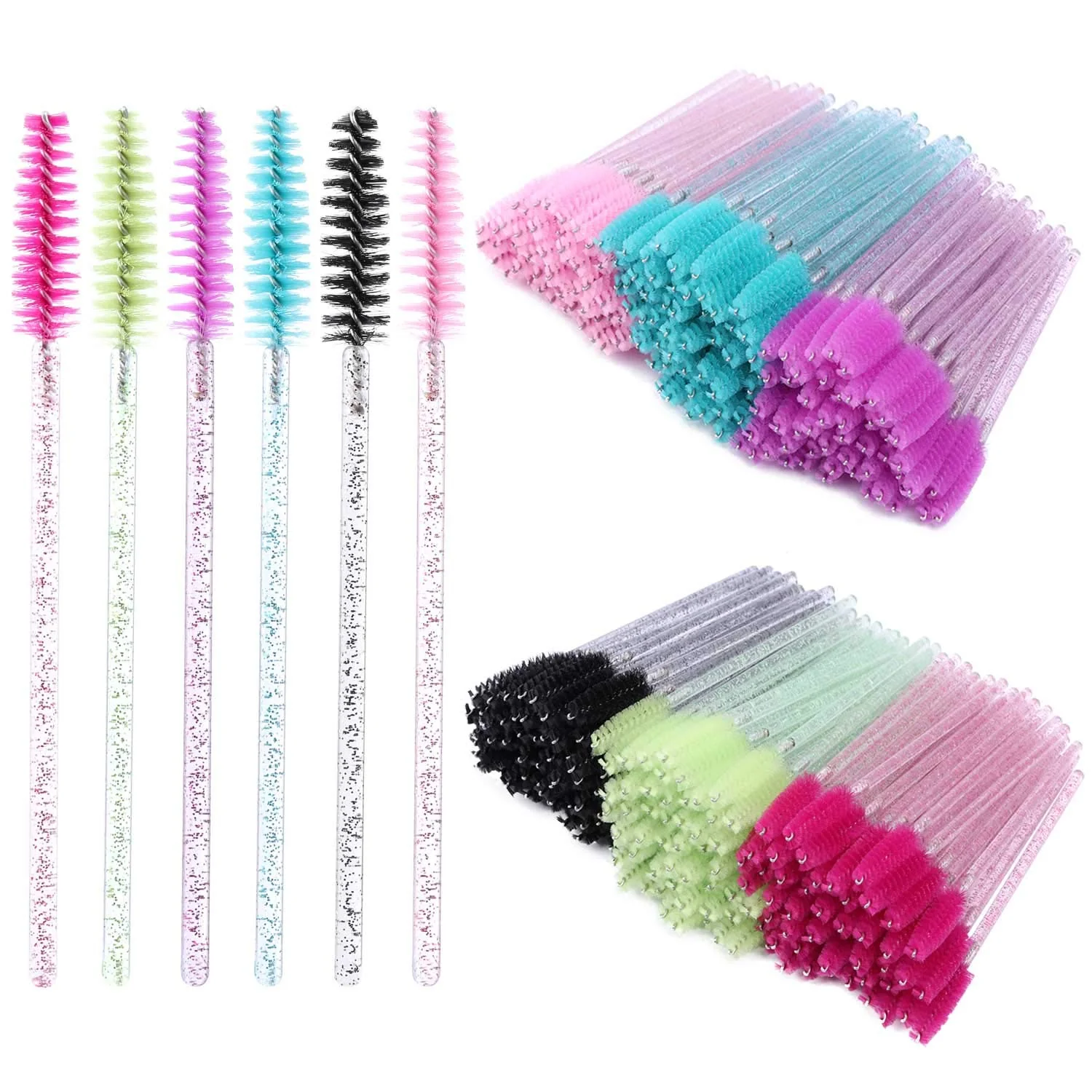 Breathable 300 Disposable Mascara Wands Eyelash Brush Spoolies for Eye Lash Extension Eyebrow and Makeup Crystal Tmax Smart