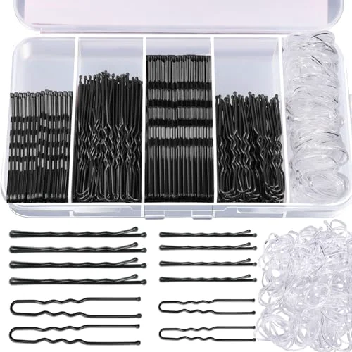 Premium Teenitor 300pcs Hair Pins Bobby Pins Black 100 Black Bobby Pins 2 2.75 100 Hair Pins for Women and 100 Clear Hair Bands Kit U Pins for Buns 2 Recyclable